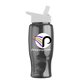 a white lid & transparent smoke bottle poly - pure - 27 oz transparent bottle with flip straw lid and digital imprint