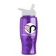 a white lid & transparent violet bottle poly - pure - 27 oz transparent bottle with flip straw lid and digital imprint