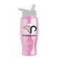 a white lid & transparent pink bottle poly - pure - 27 oz transparent bottle with flip straw lid and digital imprint