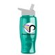 a white lid & transparent teal bottle poly - pure - 27 oz transparent bottle with flip straw lid and digital imprint