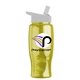 a white lid & transparent yellow bottle poly - pure - 27 oz transparent bottle with flip straw lid and digital imprint