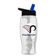 a black-with-blue-spout lid & clear bottle poly - pure - 27 oz transparent bottle with flip straw lid and digital imprint