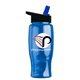 a black-with-blue-spout lid & transparent blue bottle poly - pure - 27 oz transparent bottle with flip straw lid and digital imprint