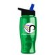 a black-with-blue-spout lid & transparent green bottle poly - pure - 27 oz transparent bottle with flip straw lid and digital imprint