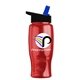 a black-with-blue-spout lid & transparent red bottle poly - pure - 27 oz transparent bottle with flip straw lid and digital imprint