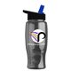 a black-with-blue-spout lid & transparent smoke bottle poly - pure - 27 oz transparent bottle with flip straw lid and digital imprint