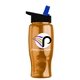 a black-with-blue-spout lid & transparent orange bottle poly - pure - 27 oz transparent bottle with flip straw lid and digital imprint