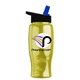 a black-with-blue-spout lid & transparent yellow bottle poly - pure - 27 oz transparent bottle with flip straw lid and digital imprint