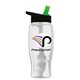 a black-with-green-spout lid & clear bottle poly - pure - 27 oz transparent bottle with flip straw lid and digital imprint
