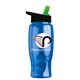 a black-with-green-spout lid & transparent blue bottle poly - pure - 27 oz transparent bottle with flip straw lid and digital imprint
