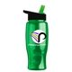 a black-with-green-spout lid & transparent green bottle poly - pure - 27 oz transparent bottle with flip straw lid and digital imprint
