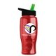 a black-with-green-spout lid & transparent red bottle poly - pure - 27 oz transparent bottle with flip straw lid and digital imprint