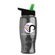 a black-with-green-spout lid & transparent smoke bottle poly - pure - 27 oz transparent bottle with flip straw lid and digital imprint