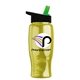 a black-with-green-spout lid & transparent yellow bottle poly - pure - 27 oz transparent bottle with flip straw lid and digital imprint