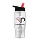 a black-with-red-spout lid & clear bottle poly - pure - 27 oz transparent bottle with flip straw lid and digital imprint