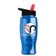 a black-with-red-spout lid & transparent blue bottle poly - pure - 27 oz transparent bottle with flip straw lid and digital imprint