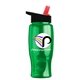 a black-with-red-spout lid & transparent green bottle poly - pure - 27 oz transparent bottle with flip straw lid and digital imprint