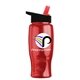 a black-with-red-spout lid & transparent red bottle poly - pure - 27 oz transparent bottle with flip straw lid and digital imprint