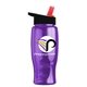 a black-with-red-spout lid & transparent violet bottle poly - pure - 27 oz transparent bottle with flip straw lid and digital imprint