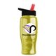 a black-with-red-spout lid & transparent yellow bottle poly - pure - 27 oz transparent bottle with flip straw lid and digital imprint