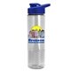 a blue lid & clear bottle the wave - 24 oz tritan(tm) bottle with drink thru lid and digital imprint