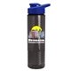 a blue lid & transparent smoke bottle the wave - 24 oz tritan(tm) bottle with drink thru lid and digital imprint