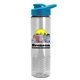 a cyan lid & clear bottle the wave - 24 oz tritan(tm) bottle with drink thru lid and digital imprint