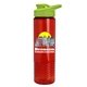 a lime green lid & transparent red bottle the wave - 24 oz tritan(tm) bottle with drink thru lid and digital imprint