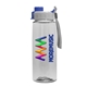 a gray with blue cap lid & clear bottle the flair - 26 oz transparent tritan(tm) bottle with quick snap lid and digital imprint