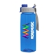 a gray with blue cap lid & transparent blue bottle the flair - 26 oz transparent tritan(tm) bottle with quick snap lid and digital imprint