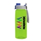 a gray with blue cap lid & transparent lime green bottle the flair - 26 oz transparent tritan(tm) bottle with quick snap lid and digital imprint
