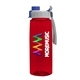 a gray with blue cap lid & transparent red bottle the flair - 26 oz transparent tritan(tm) bottle with quick snap lid and digital imprint