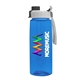 a gray with black cap lid & transparent blue bottle the flair - 26 oz transparent tritan(tm) bottle with quick snap lid and digital imprint