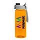 a gray with black cap lid & transparent orange bottle the flair - 26 oz transparent tritan(tm) bottle with quick snap lid and digital imprint