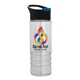 a black with blue flip tab lid & clear bottle salute - 24 oz bottle with pop - up sip lid - digital