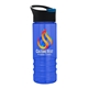 a black with blue flip tab lid & transparent blue bottle salute - 24 oz bottle with pop - up sip lid - digital