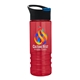 a black with blue flip tab lid & transparent red bottle salute - 24 oz bottle with pop - up sip lid - digital