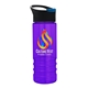 a black with blue flip tab lid & transparent violet bottle salute - 24 oz bottle with pop - up sip lid - digital