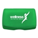 aerial view a transparent green compact hinged box, image 1 of 2