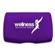 aerial view a transparent violet compact hinged box, image 1 of 2