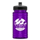 aerial view a black lid & transparent violet bottle upcycle - mini 16 oz rpet sports bottle with push - pull lid, image 1 of 2