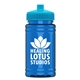 a cyan lid & transparent blue bottle upcycle - mini 16 oz rpet sports bottle with push - pull lid