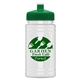aerial view a green lid & eco white bottle upcycle - mini 16 oz rpet sports bottle with push - pull lid, image 1 of 2