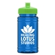 a lime green lid & transparent blue bottle upcycle - mini 16 oz rpet sports bottle with push - pull lid