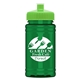 aerial view a lime green lid & transparent green bottle upcycle - mini 16 oz rpet sports bottle with push - pull lid, image 1 of 2