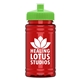 a lime green lid & transparent red bottle upcycle - mini 16 oz rpet sports bottle with push - pull lid