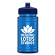 a navy blue lid & transparent blue bottle upcycle - mini 16 oz rpet sports bottle with push - pull lid