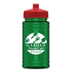a red lid & transparent green bottle upcycle - mini 16 oz rpet sports bottle with push - pull lid