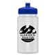 aerial view a royal blue lid & eco white bottle upcycle - mini 16 oz rpet sports bottle with push - pull lid, image 1 of 2