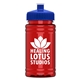 a royal blue lid & transparent red bottle upcycle - mini 16 oz rpet sports bottle with push - pull lid